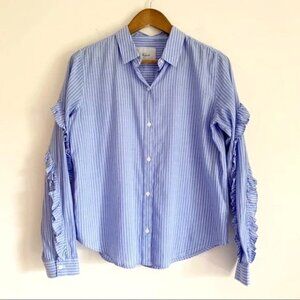 Rails Lizzie Ruffle Shirt Small Bellflower Blue Button Front